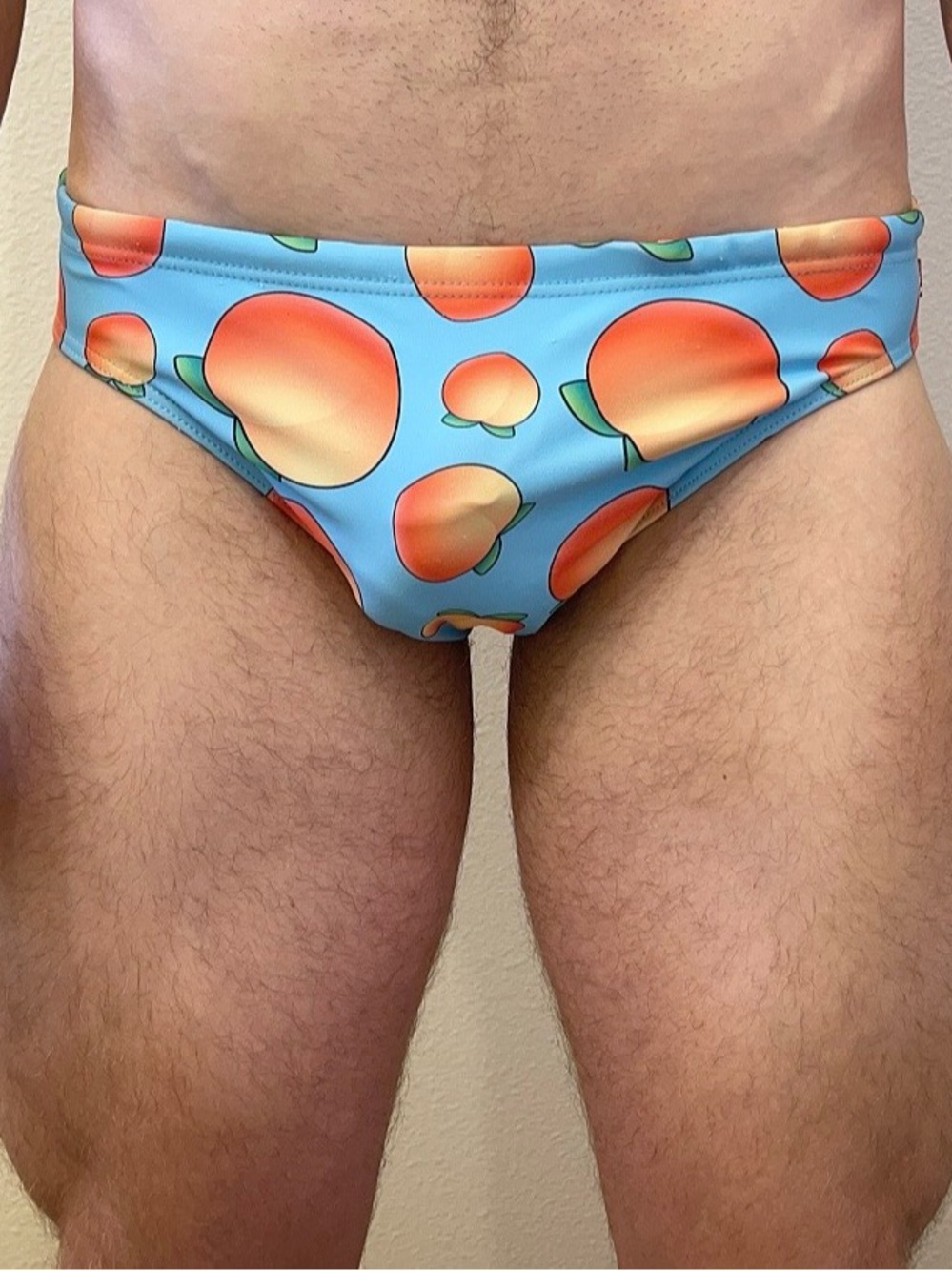 Men's Blue Peach-Print Swim Briefs